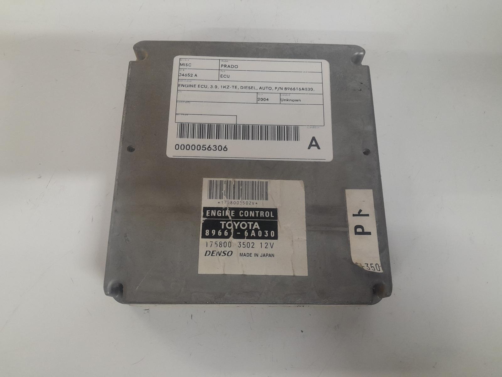 TOYOTA PRADO ECU ENGINE ECU, 3.0, 1KZ-TE, DIESEL, AUTO, P/N 896616A030 –  Wrek King